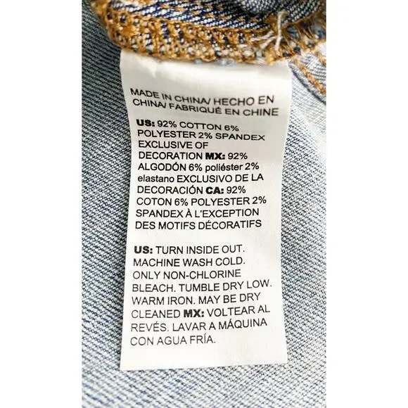 Chico's Womens Embroidered Floral Jean Jacket Shacket Stretch Welt/Chest Pockets